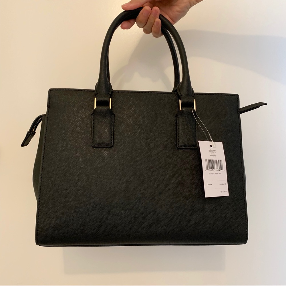 KATE SPADE CAMERON MEDIUM SATCHEL BLACK LEATHER - Picture 5 of 7
